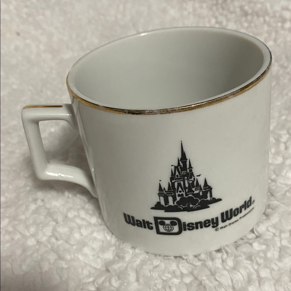 Walt Disney World White Mug with Gold Trim made in Japan Walt Disney productions